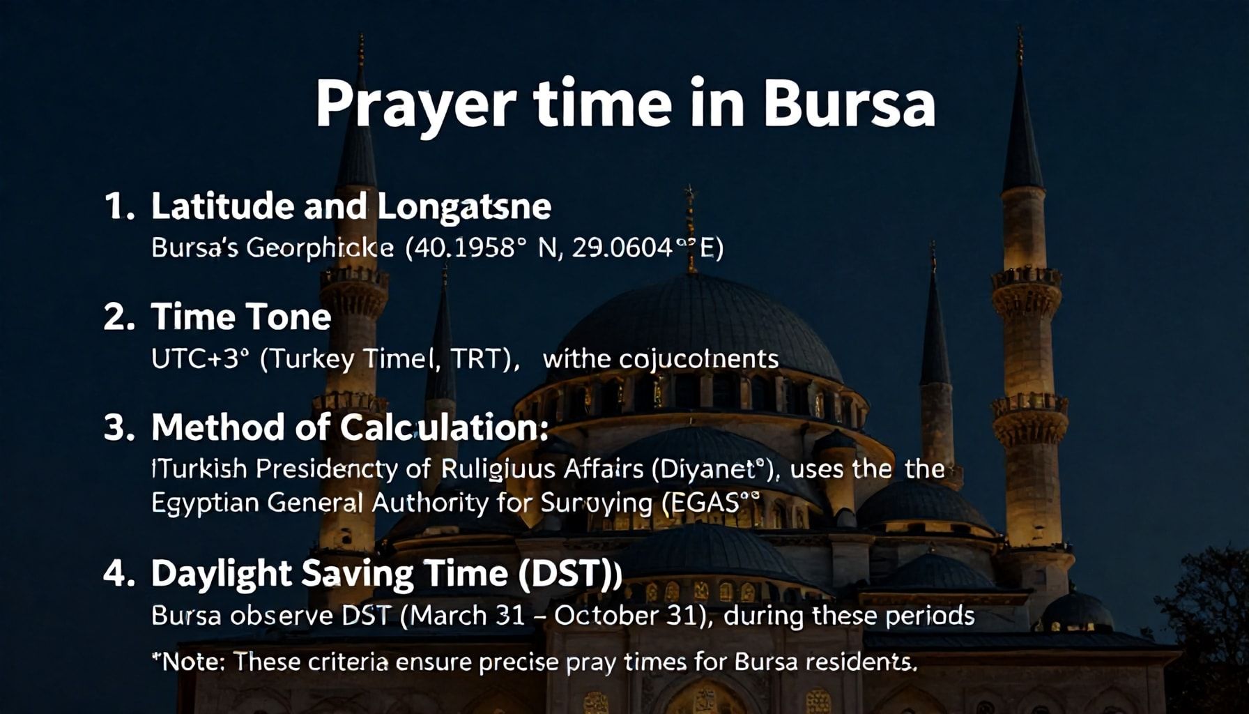 Bursa Namaz Vakti Hesaplamasında Dikkat Etmeniz Gereken 4 Ana Kriter*