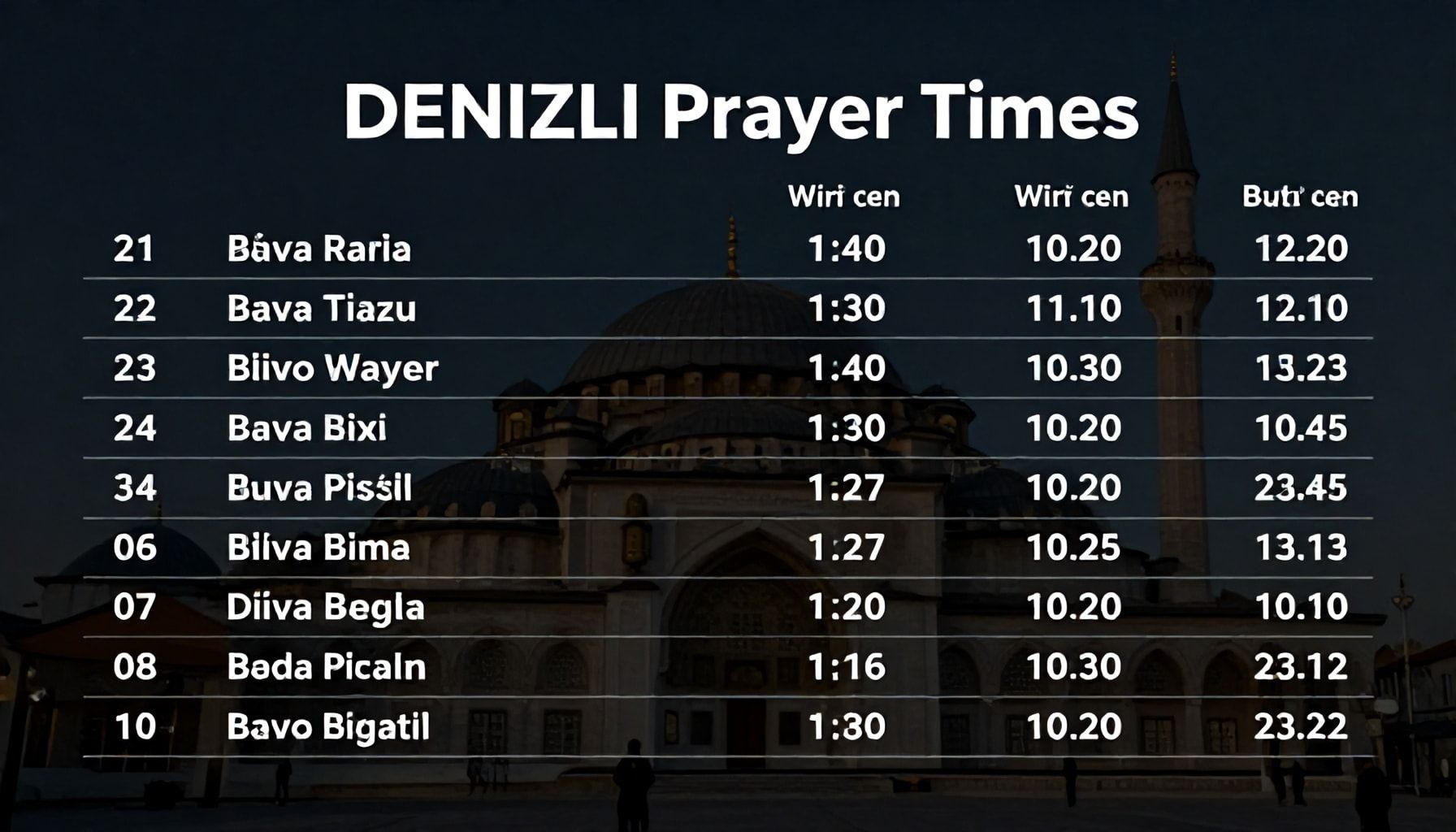 Denizli Namaz Vakitlerini 5 Dakikada Bulun: Hızlı ve Doğru Yöntemler*