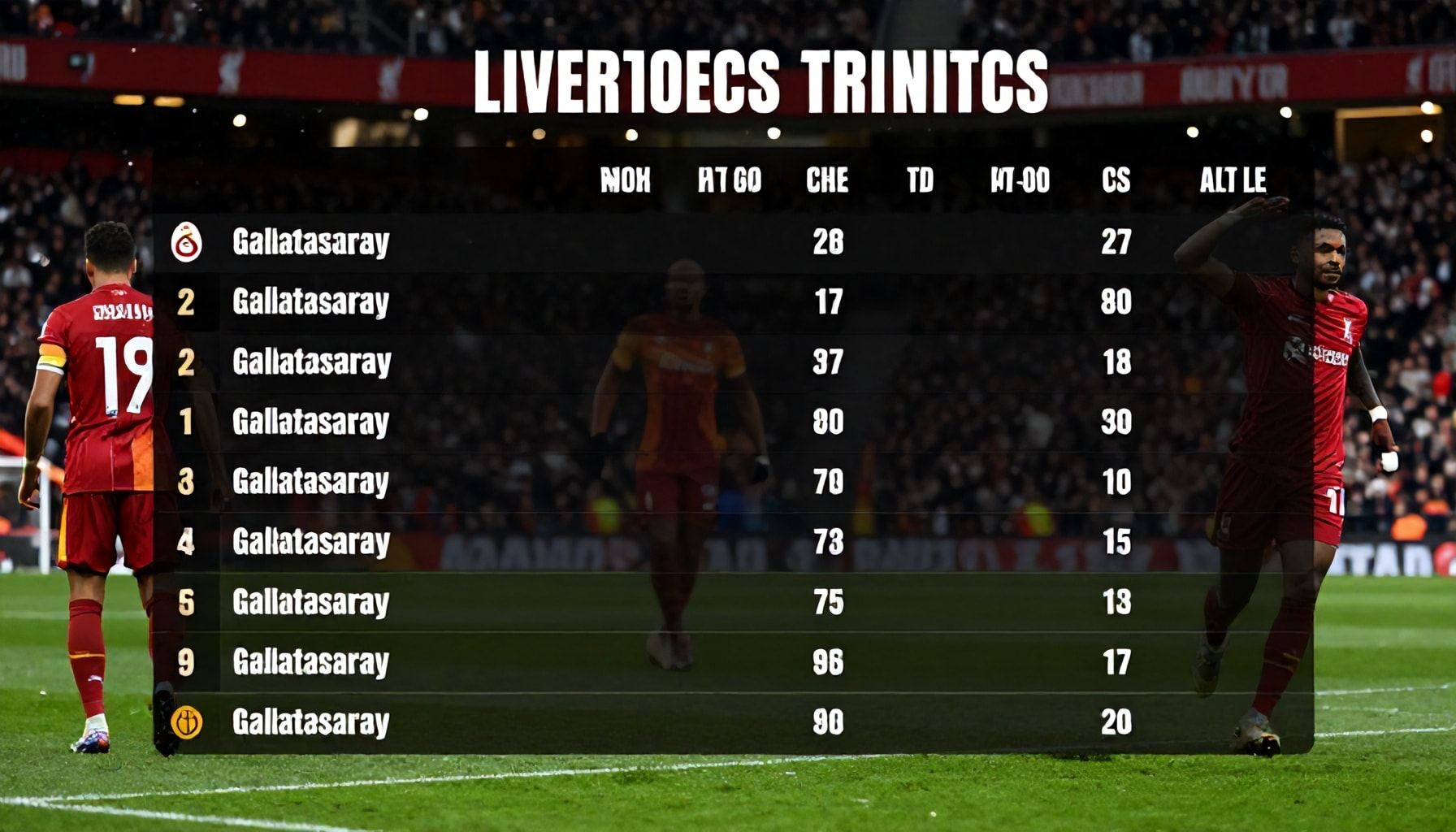 Galatasaray ve Liverpool'ın karşılaşma istatistikleri: Performans analizi*