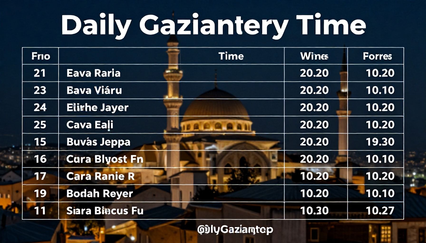 Günlük Gaziantep Namaz Vakitlerini Hemen Kontrol Edin*