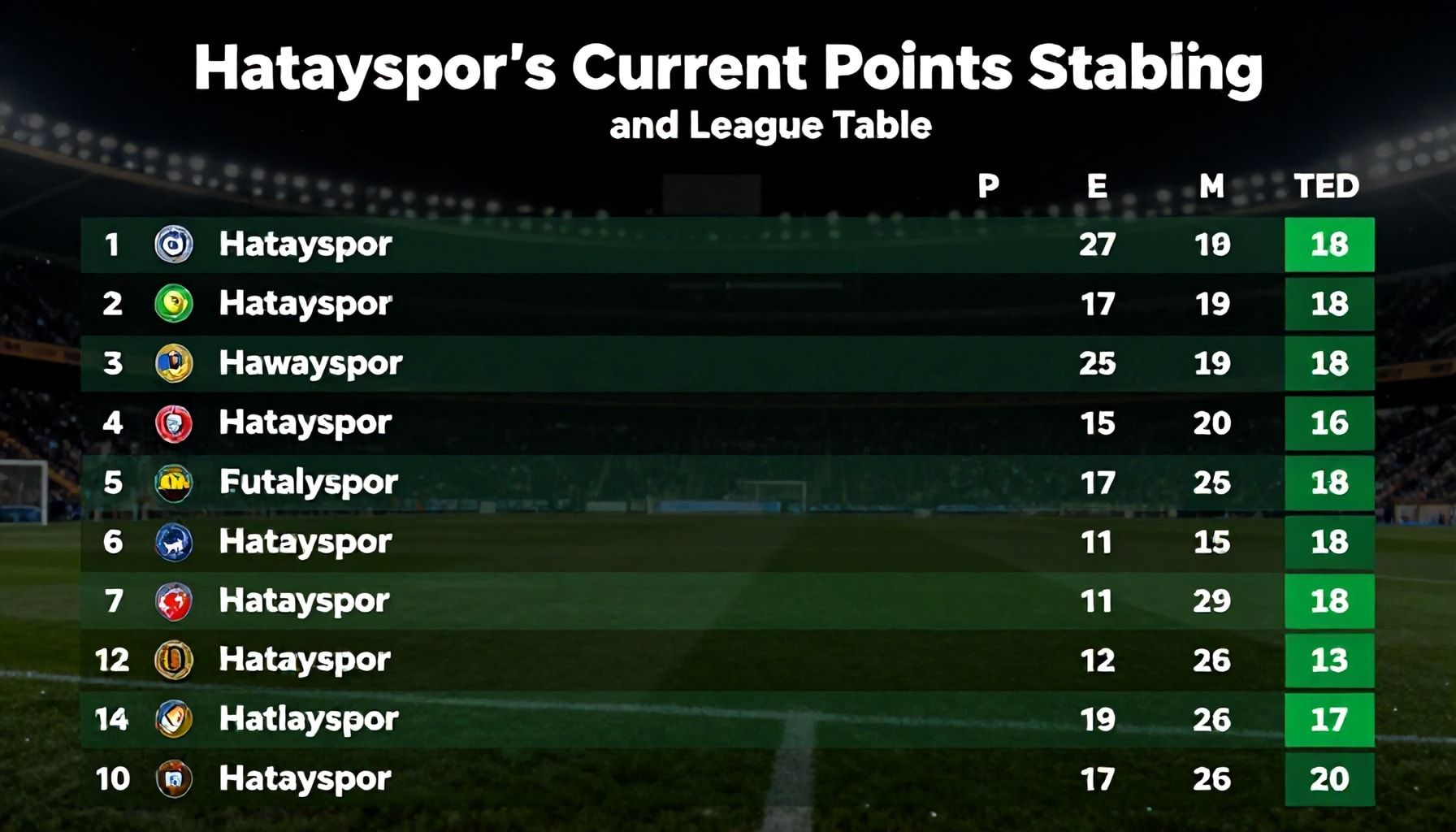 Hatayspor'un Güncel Puan Durumu ve Lig Sıralaması: Tam Analiz*