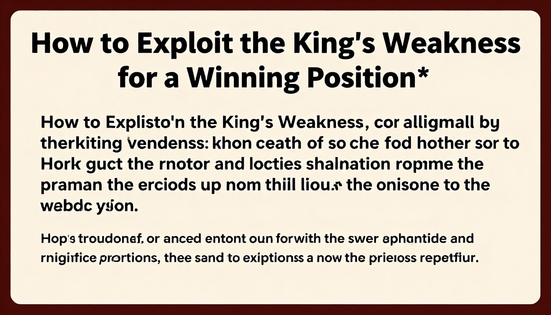 How to Exploit the King’s Weakness for a Winning Position*