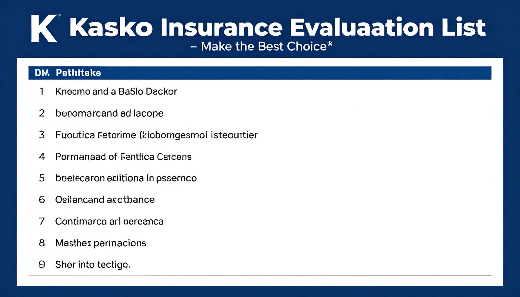 Kasko Sigortası Değerlendirme Listesi: En İyi Seçimi Yapın*